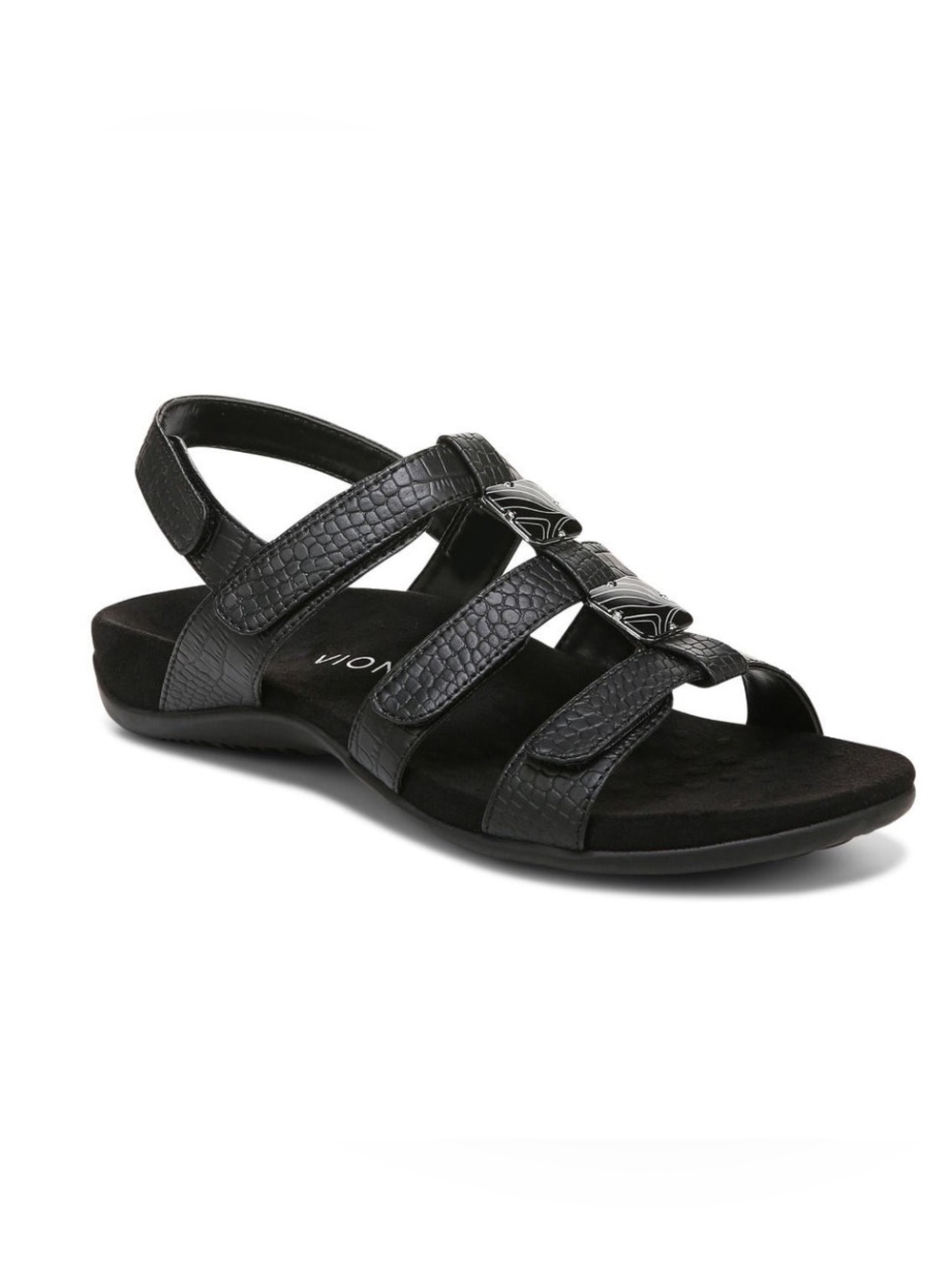 VIONIC Amber Adjustable Wide Width Sandal in black